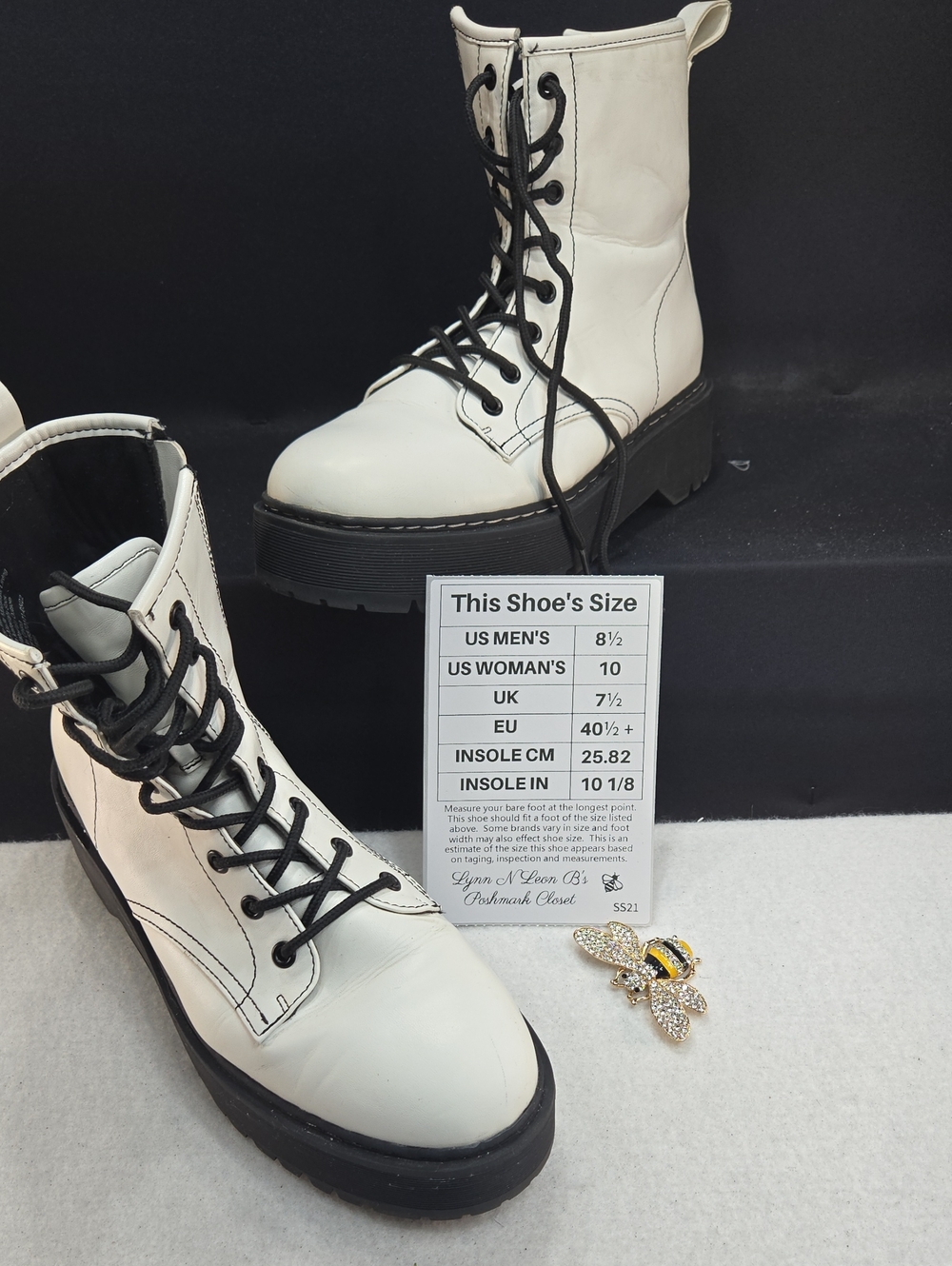 A New Day Brand "Erin" Memory Foam Platform Combat Boots Faux Leather